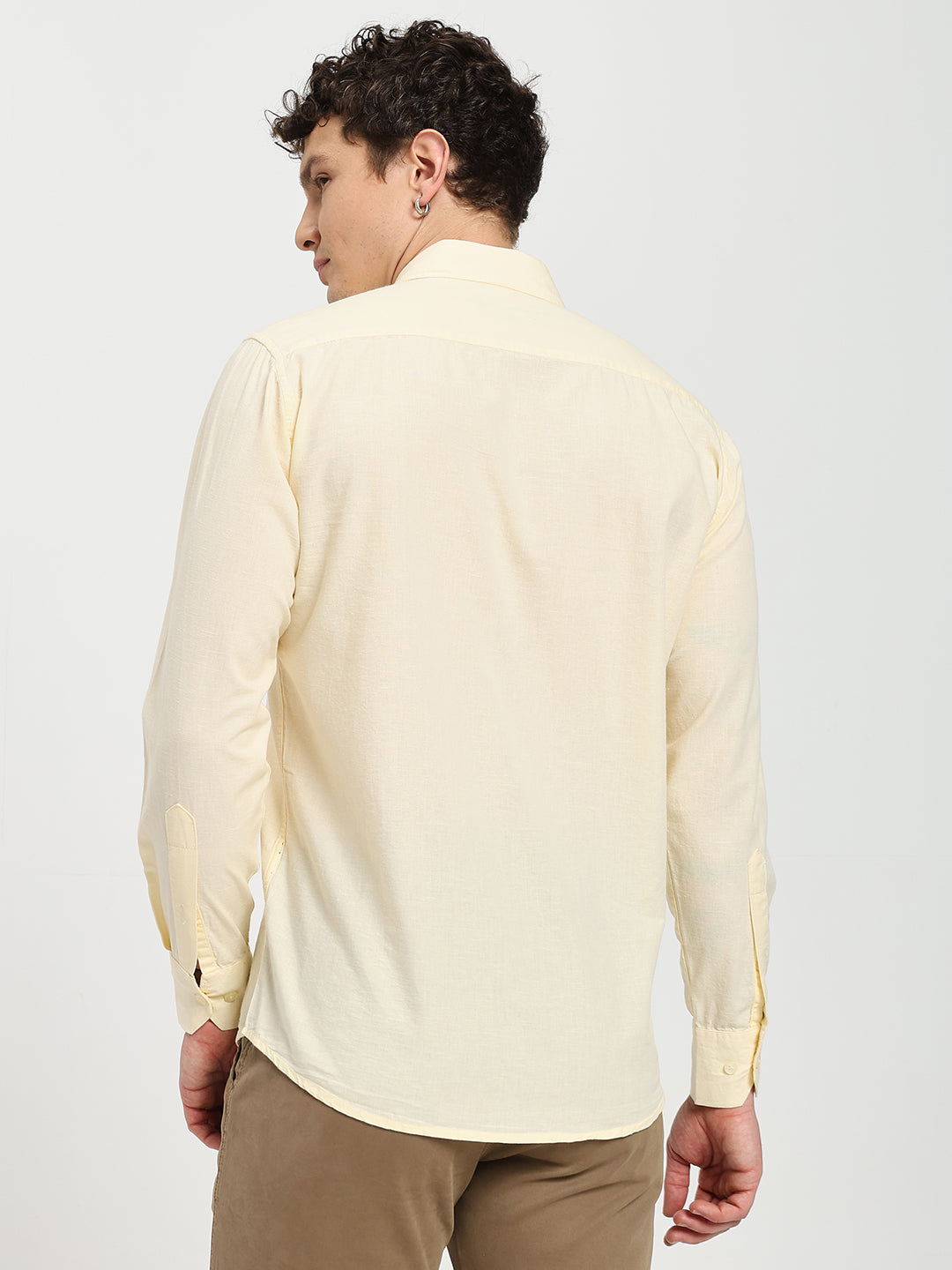 Men’s Stylish Yellow Solid Shirt