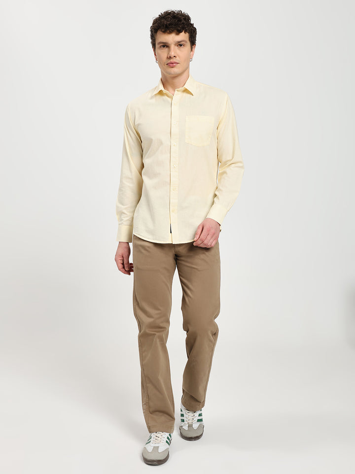 Men’s Stylish Yellow Solid Shirt