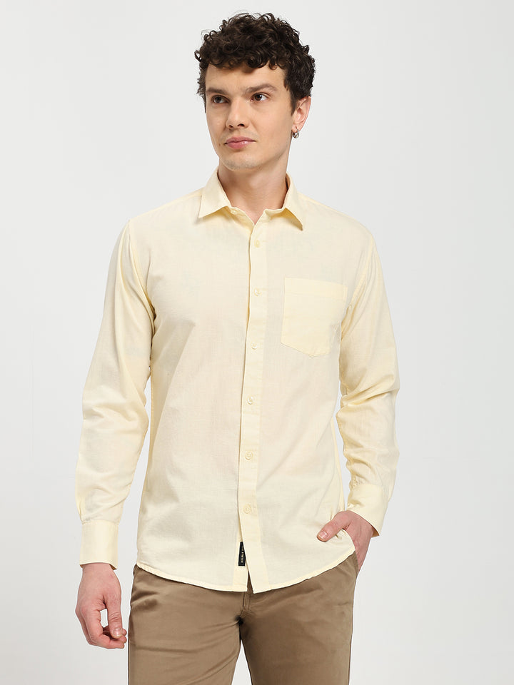 Men’s Stylish Yellow Solid Shirt
