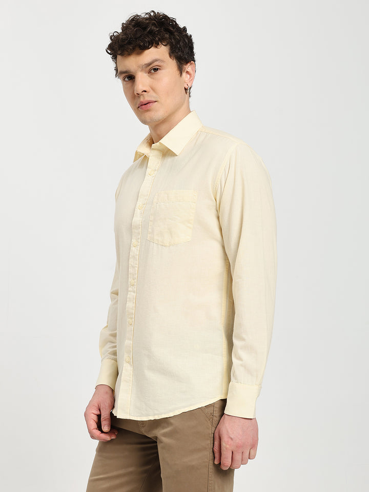 Men’s Stylish Yellow Solid Shirt