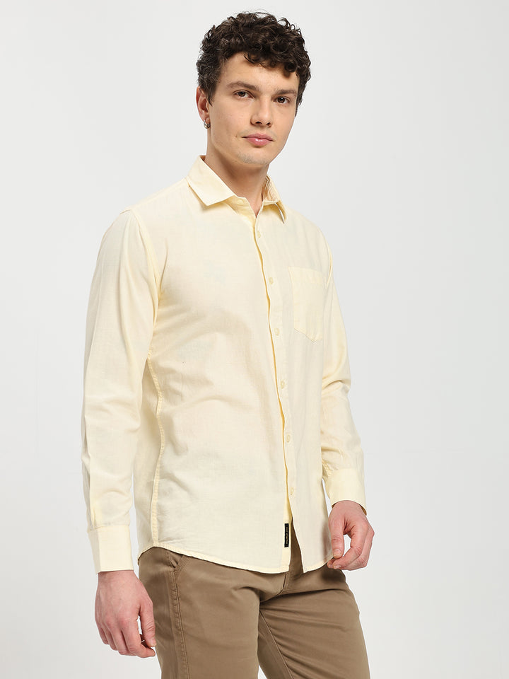 Men’s Stylish Yellow Solid Shirt