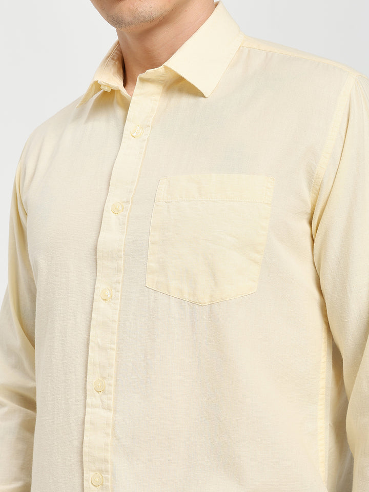 Men’s Stylish Yellow Solid Shirt