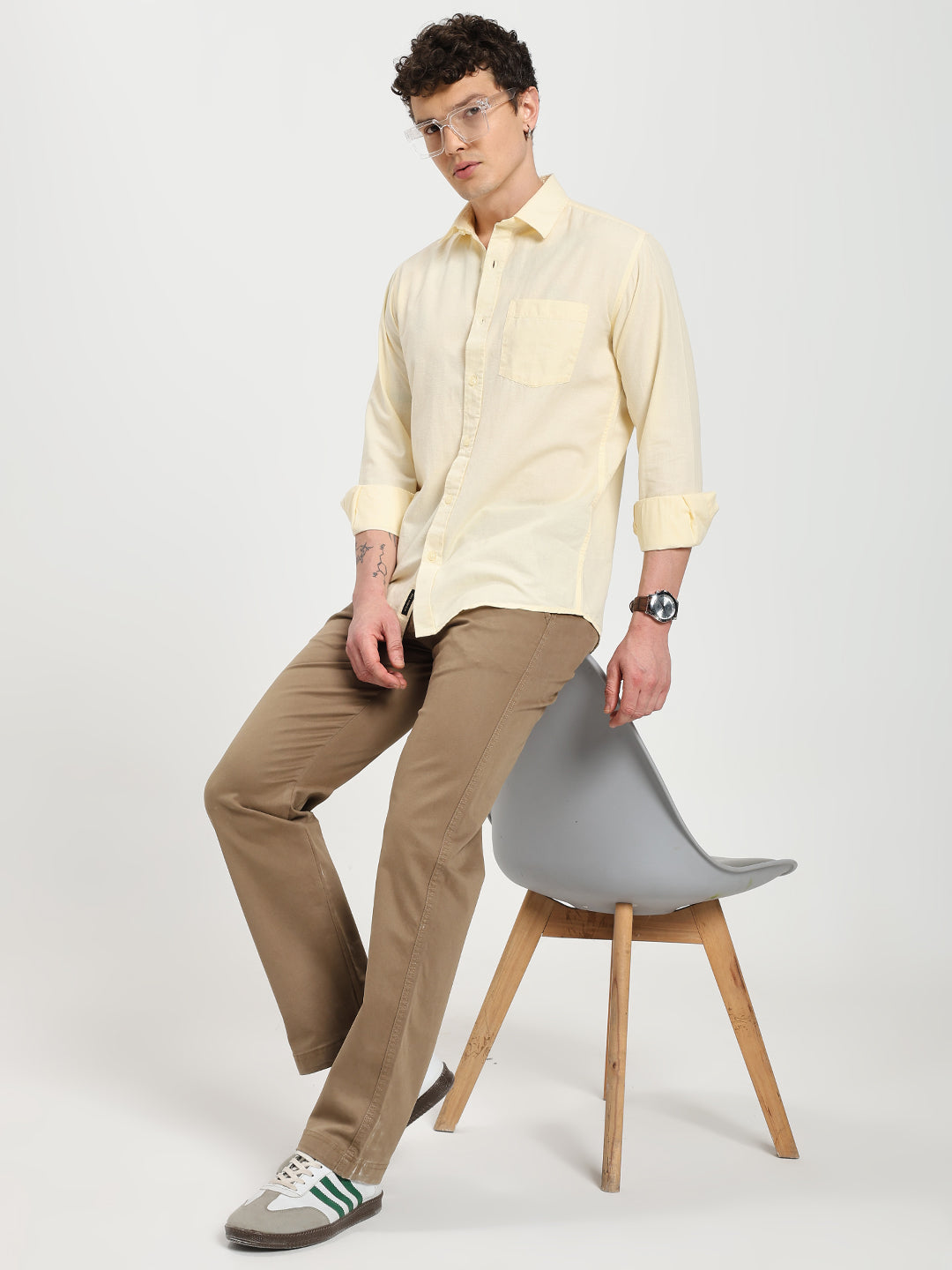 Men’s Stylish Yellow Solid Shirt