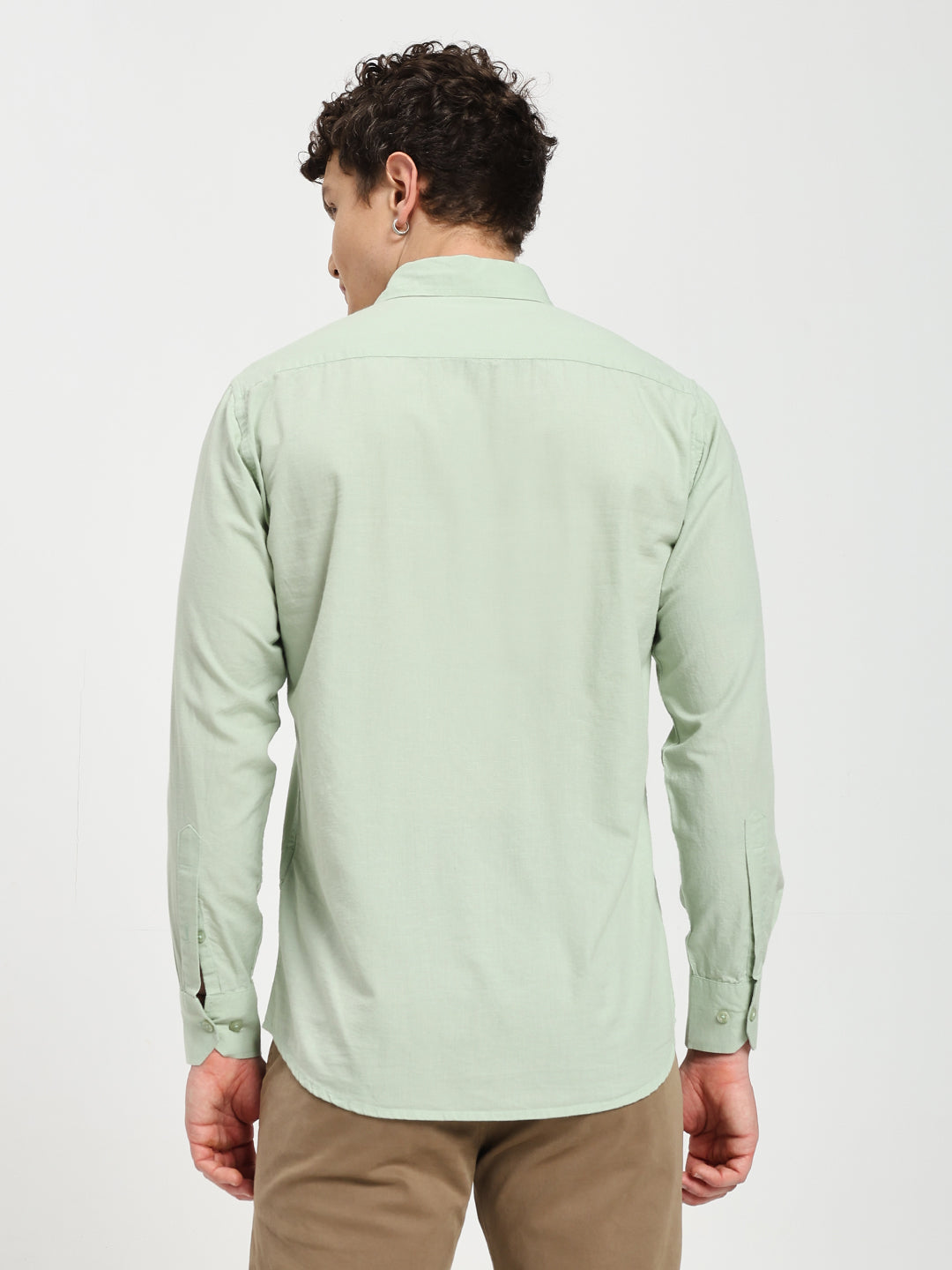 Men’s Stylish Sage Green Solid Shirt