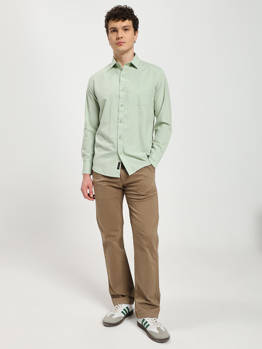 Men’s Stylish Sage Green Solid Shirt