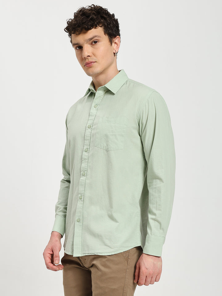 Men’s Stylish Sage Green Solid Shirt