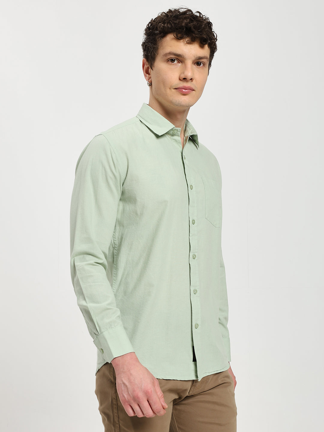 Men’s Stylish Sage Green Solid Shirt