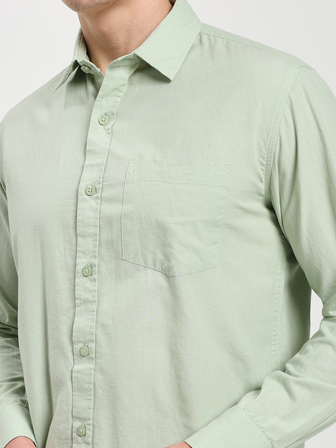 Men’s Stylish Sage Green Solid Shirt
