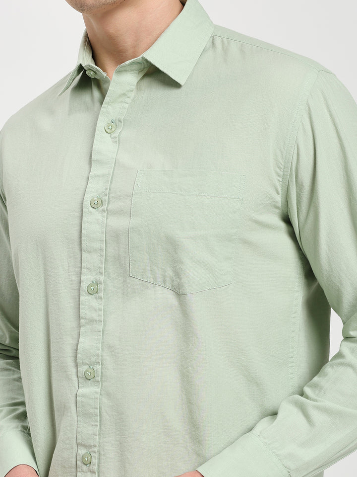 Men’s Stylish Sage Green Solid Shirt