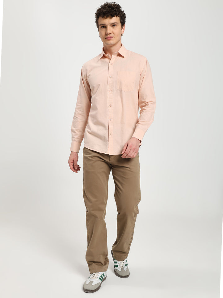 Men’s Stylish Pink Solid Shirt