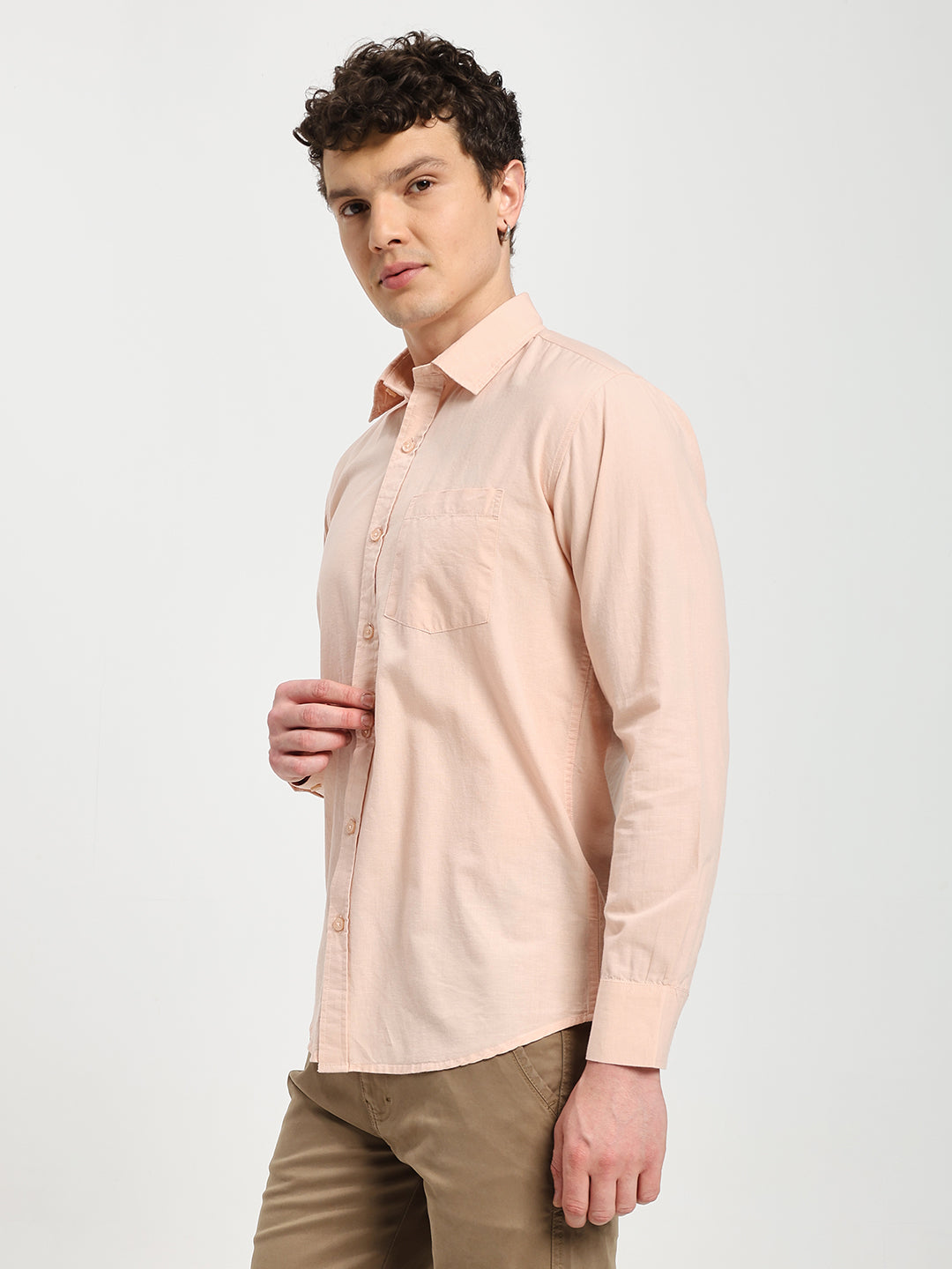 Men’s Stylish Pink Solid Shirt
