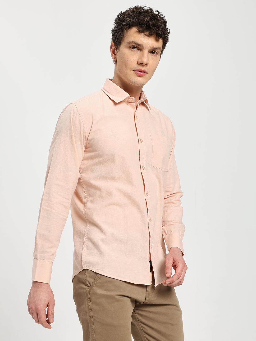 Men’s Stylish Pink Solid Shirt