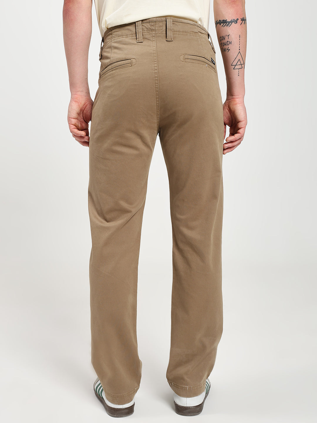 Khaki Comfort-Fit Heavy Chinos for Men