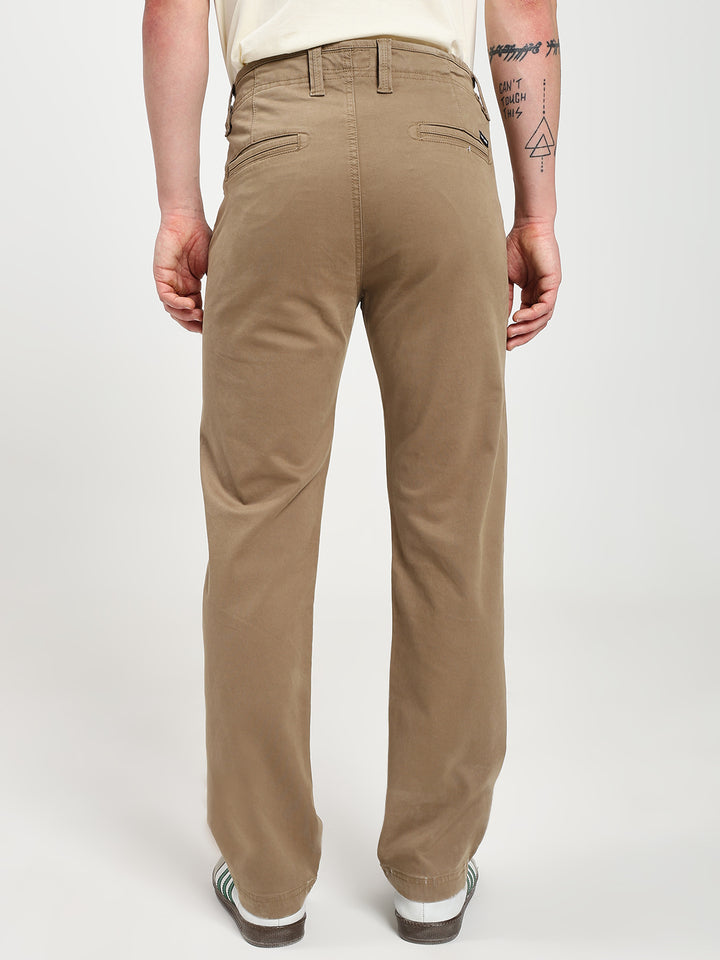 Khaki Comfort-Fit Heavy Chinos for Men