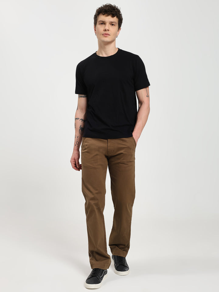 Caramel Brown Comfort-Fit Heavy Chinos for Men