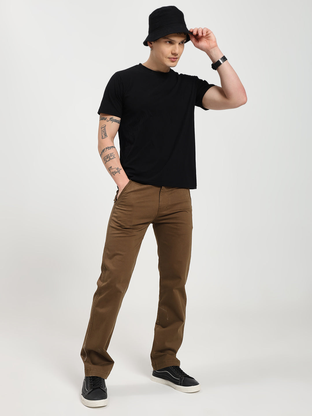 Caramel Brown Comfort-Fit Heavy Chinos for Men