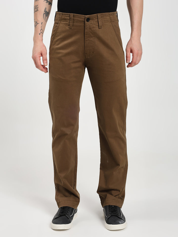 Caramel Brown Comfort-Fit Heavy Chinos for Men