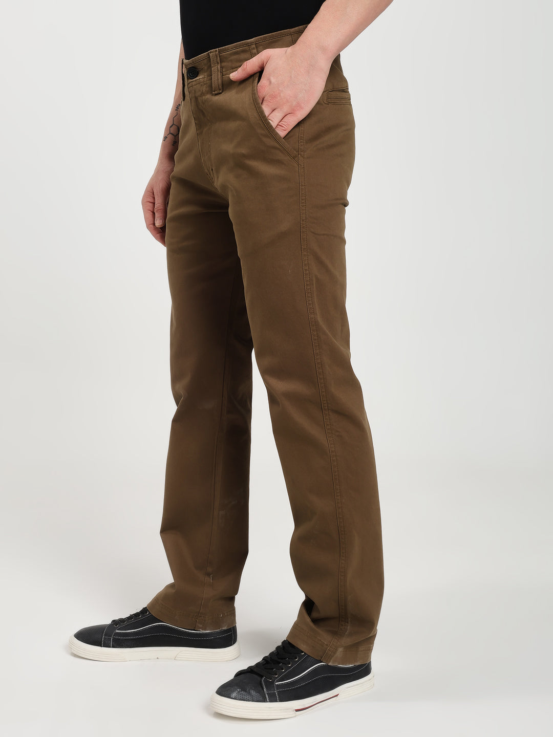 Caramel Brown Comfort-Fit Heavy Chinos for Men