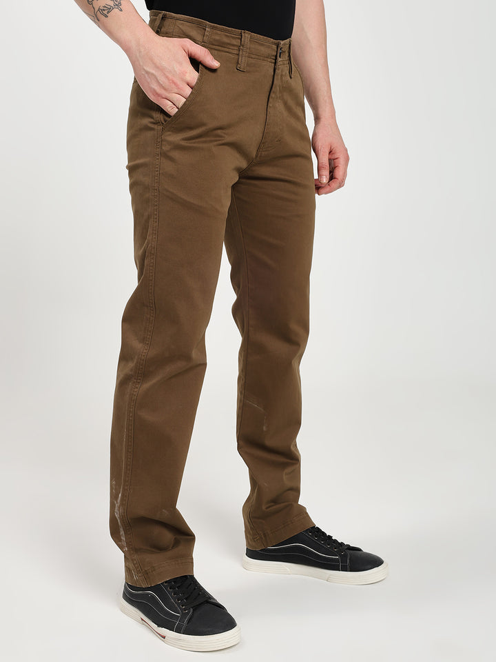 Caramel Brown Comfort-Fit Heavy Chinos for Men