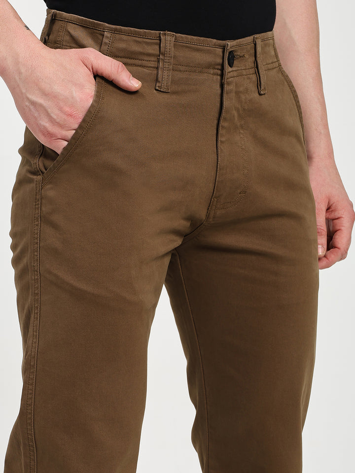 Caramel Brown Comfort-Fit Heavy Chinos for Men
