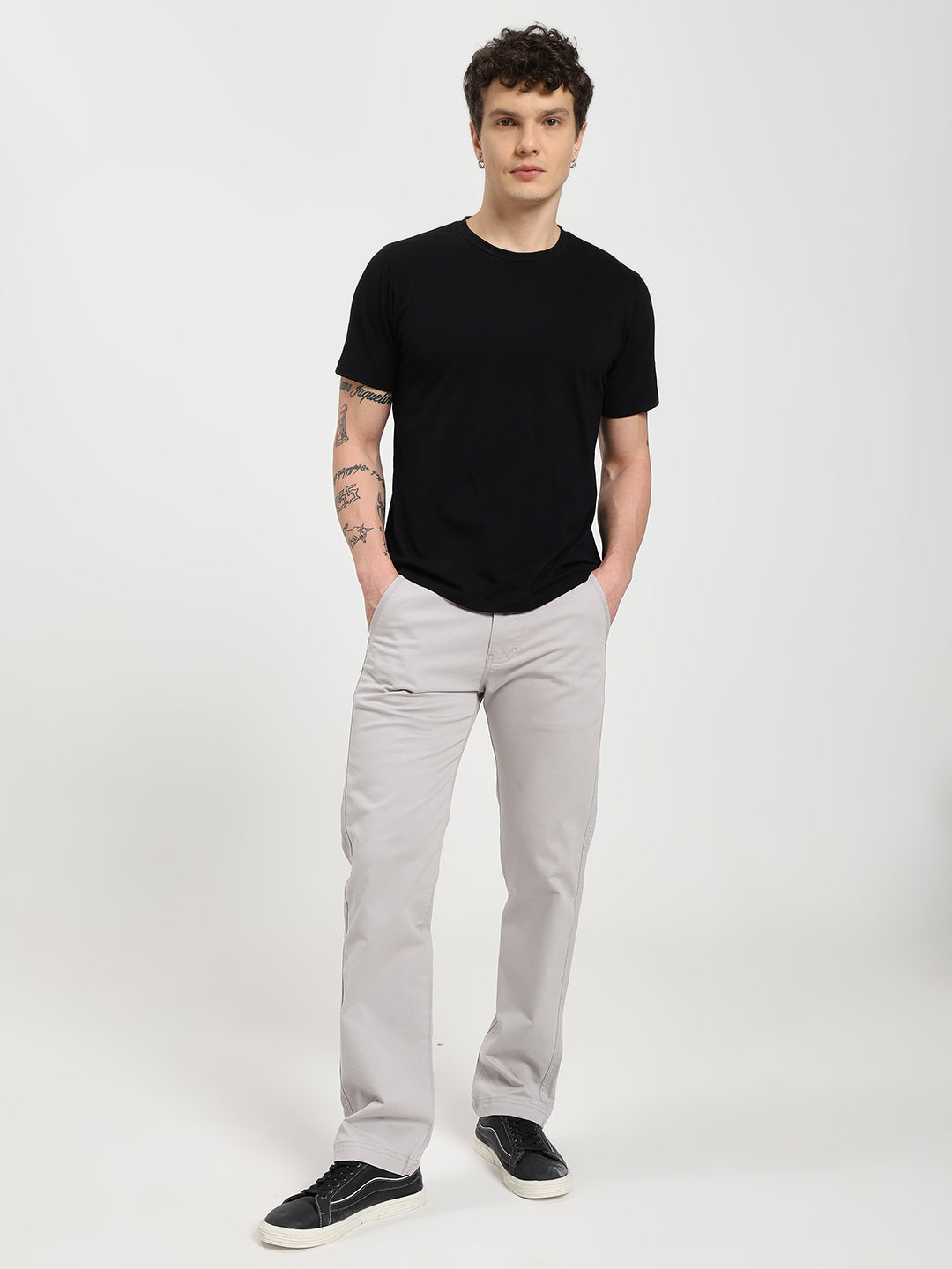 Stone Gray Comfort-Fit Heavy Chinos for Men