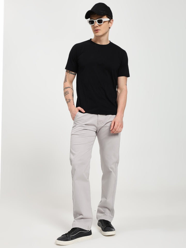Stone Gray Comfort-Fit Heavy Chinos for Men