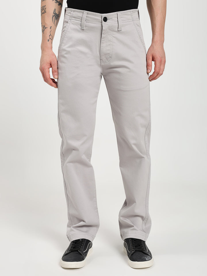 Stone Gray Comfort-Fit Heavy Chinos for Men