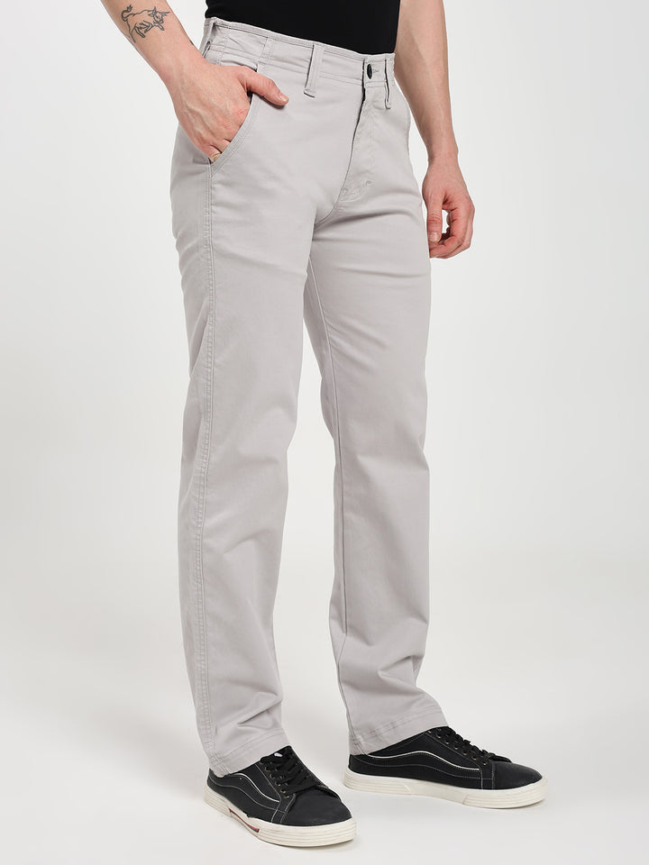 Stone Gray Comfort-Fit Heavy Chinos for Men