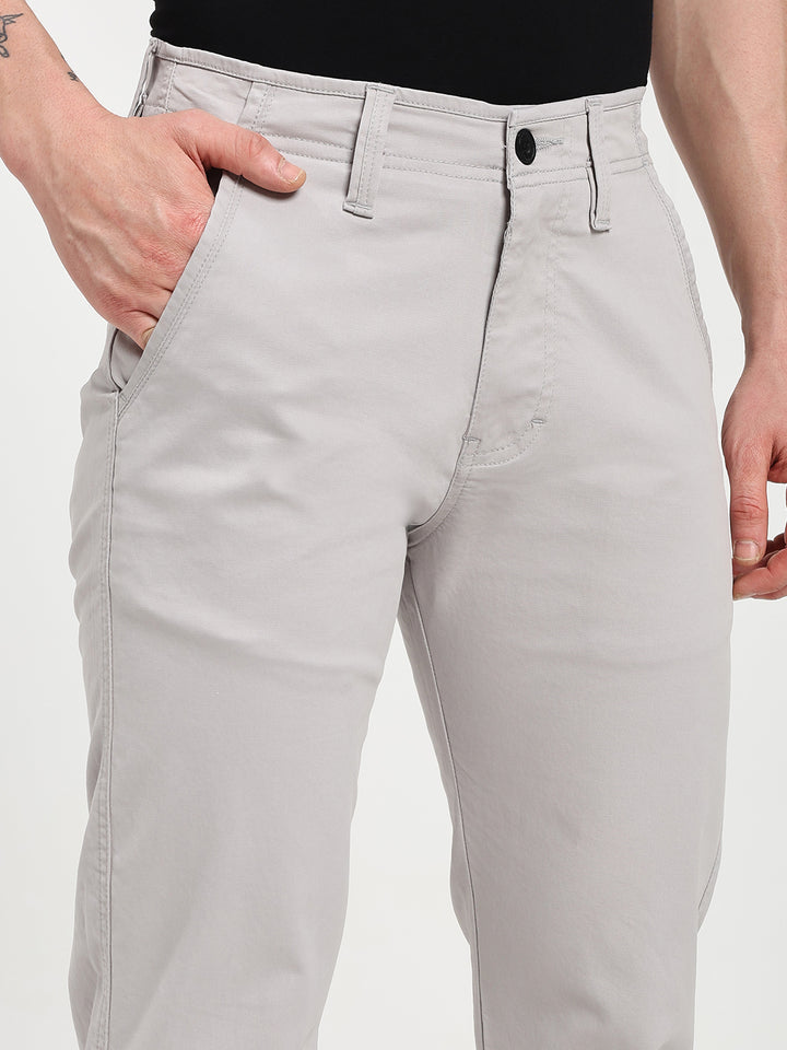 Stone Gray Comfort-Fit Heavy Chinos for Men