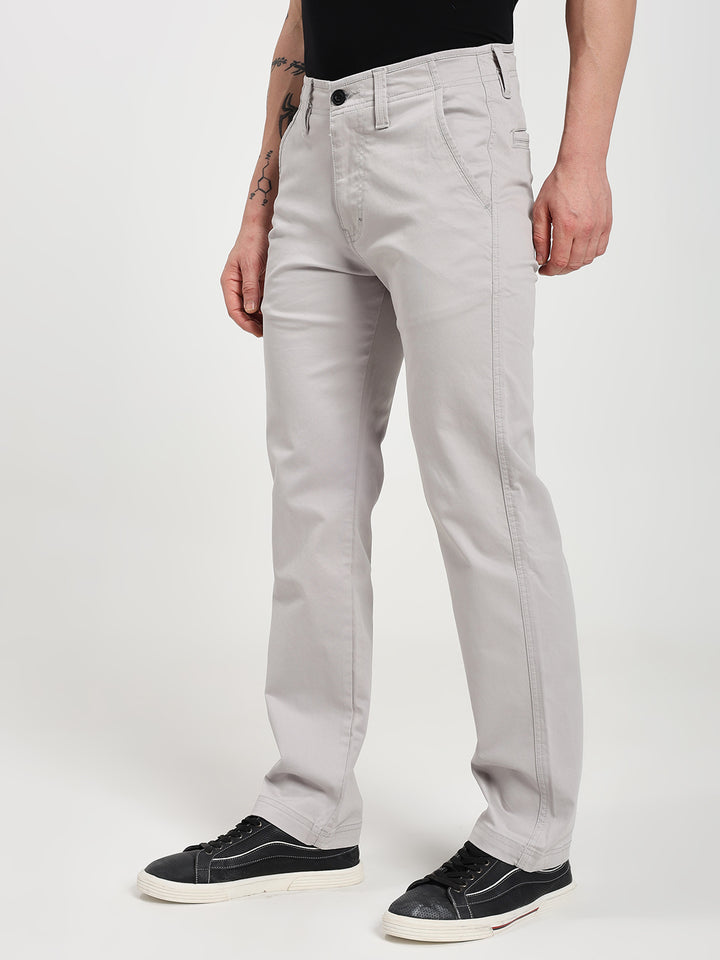 Stone Gray Comfort-Fit Heavy Chinos for Men