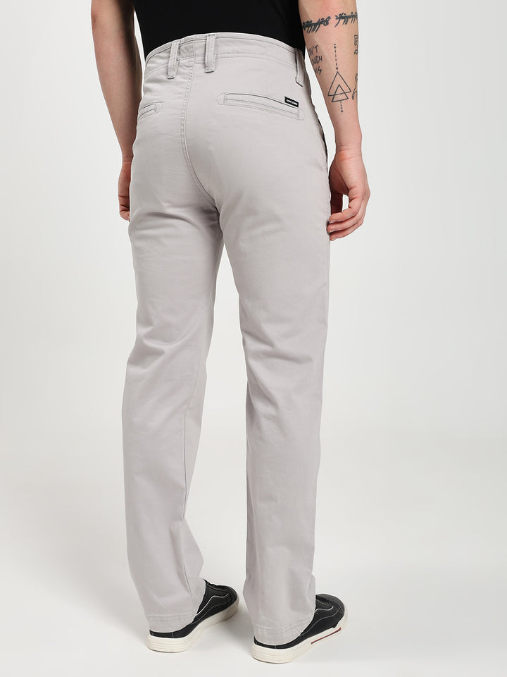 Stone Gray Comfort-Fit Heavy Chinos for Men