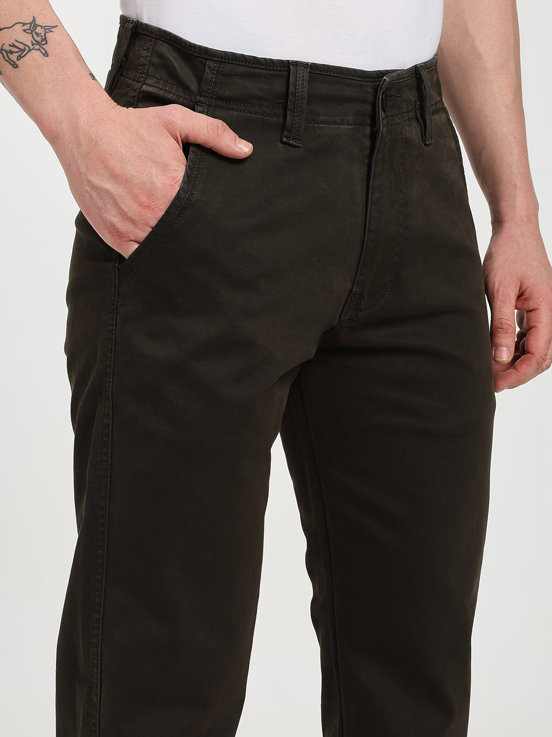 Dark green Comfort-Fit Heavy Chinos for Men