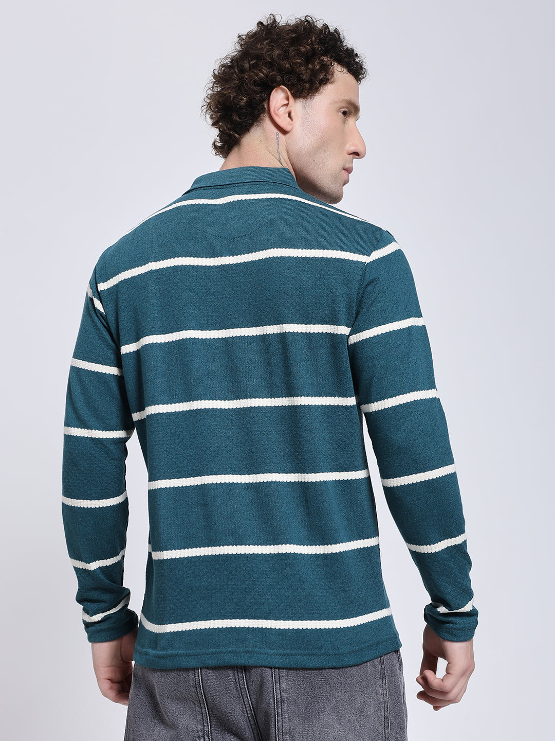 Full sleeve knitted pre-winter turquoise T-shirt