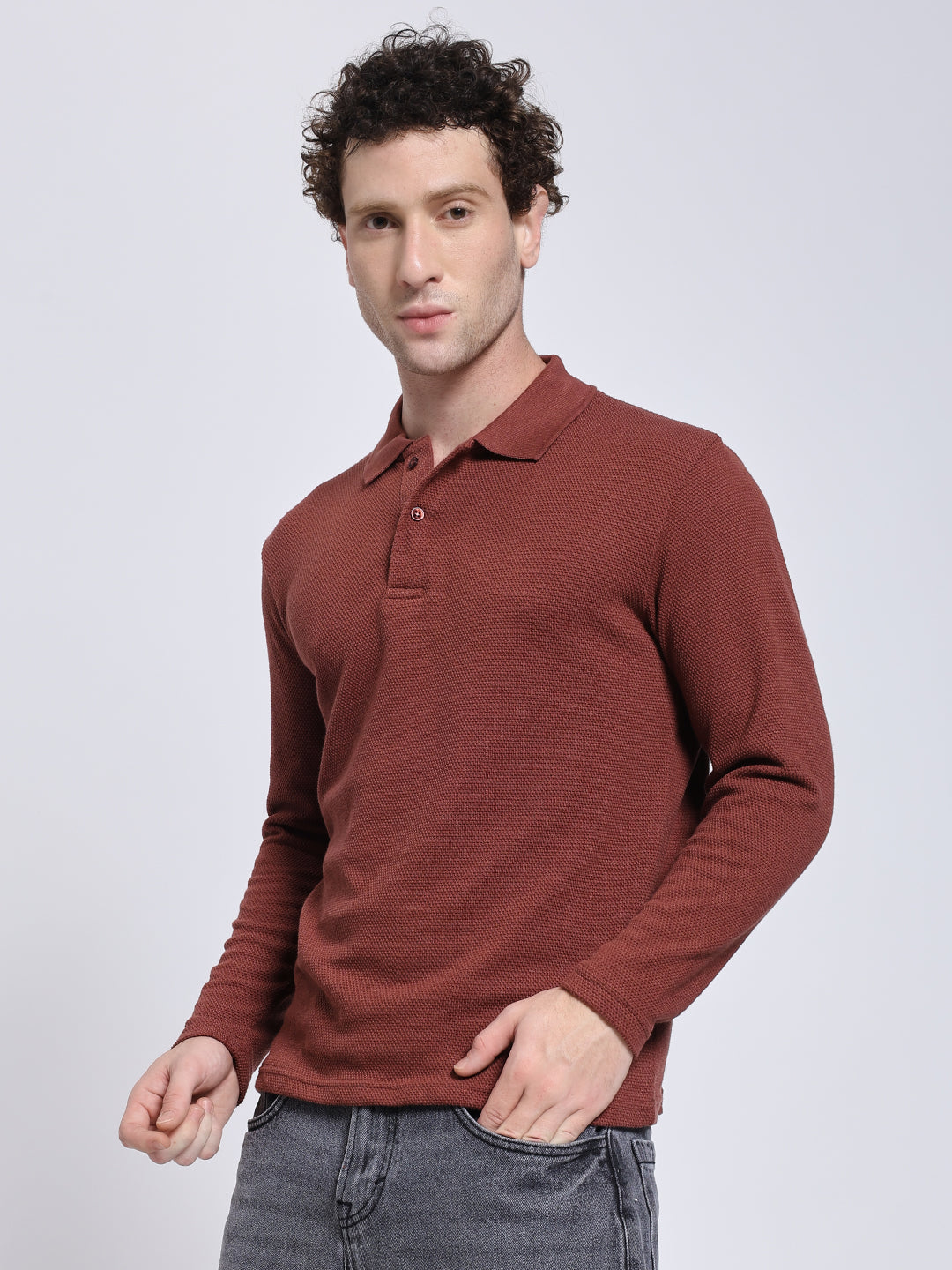 Men’s Classic Rust Full Sleeve Polo T-Shirt