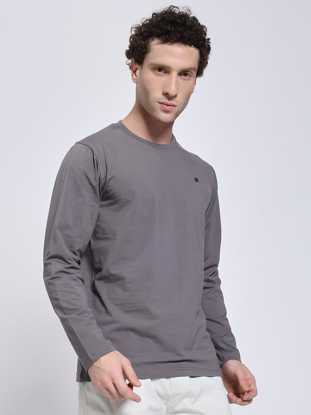Men’s Solid Dark Grey Full Sleeve Lycra T-Shirt