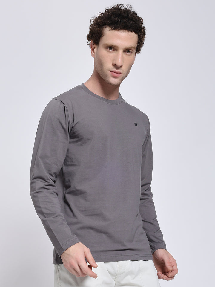 Men’s Solid Dark Grey Full Sleeve Lycra T-Shirt