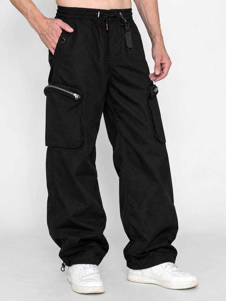 Men's Black Ribstop rock baggy cargo.