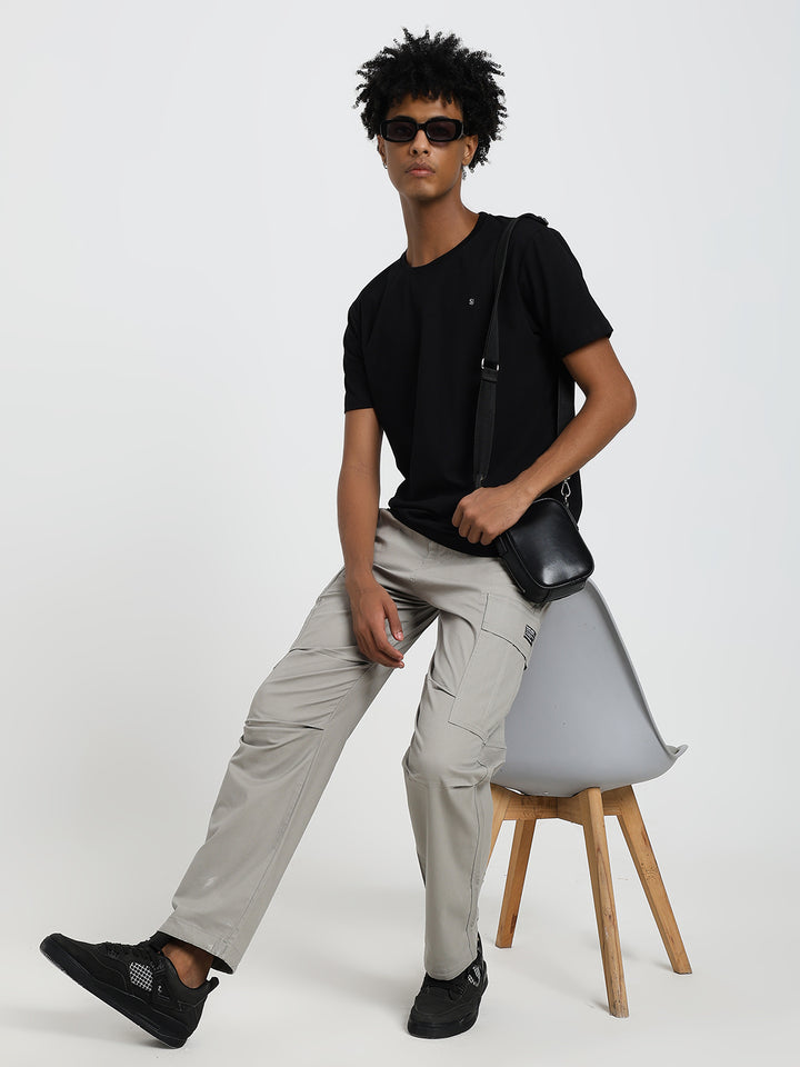 Men's Honeycomb weave straight fit light grey cargo