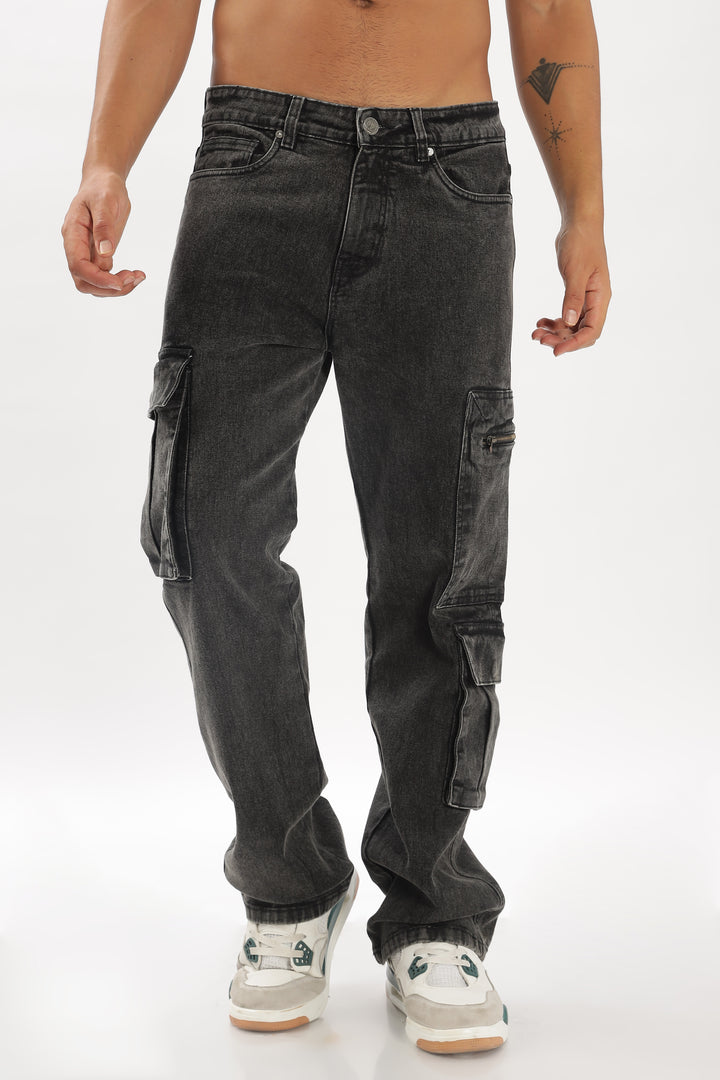 SAINT JONES-GREY BLACK BAGGY JEANS(LIMITED EDITION)