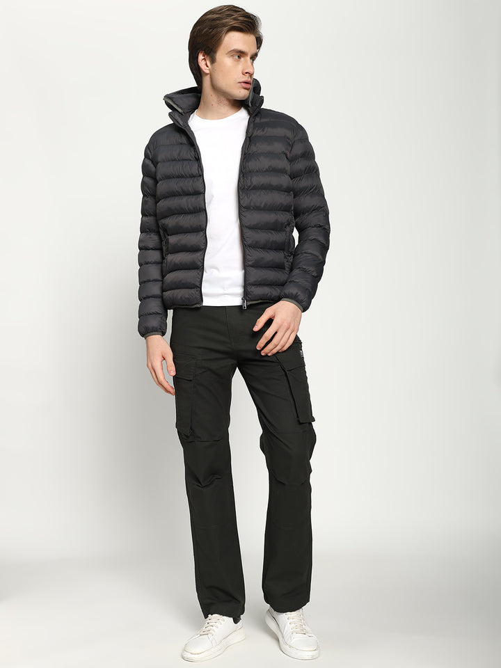 Men’s Charcoal Grey Hooded Puffer Jacket