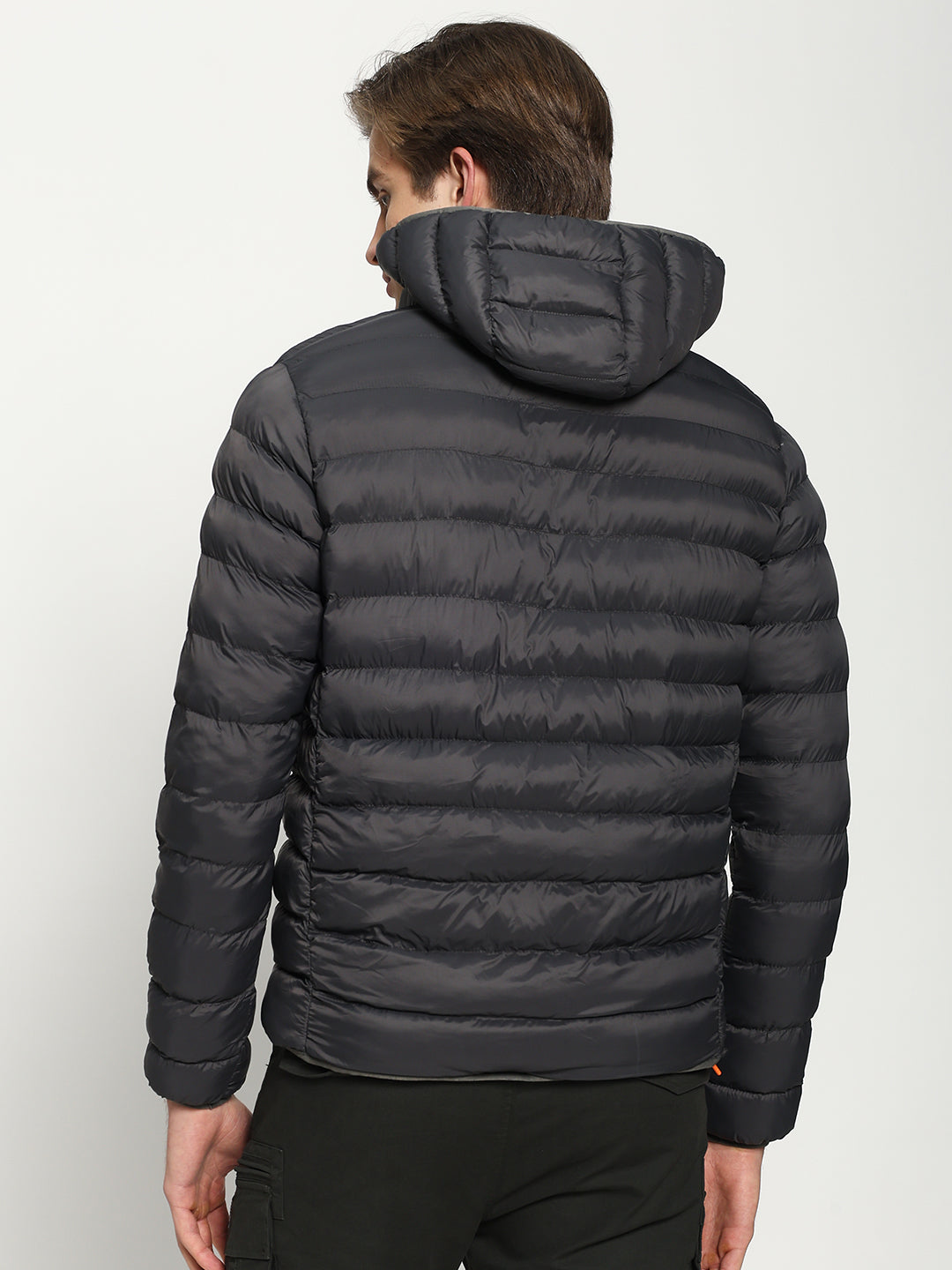 Men’s Charcoal Grey Hooded Puffer Jacket