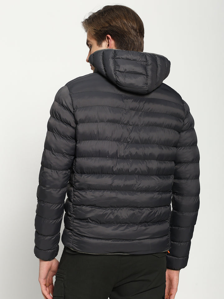 Men’s Charcoal Grey Hooded Puffer Jacket