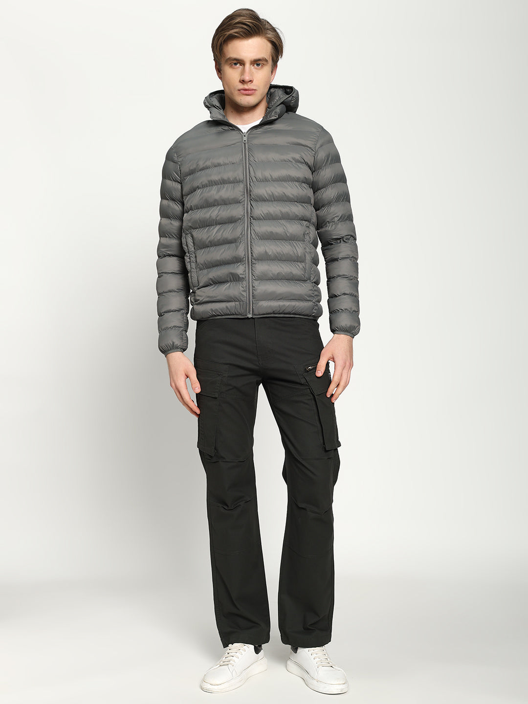 Men’s Grey Hooded Puffer Jacket