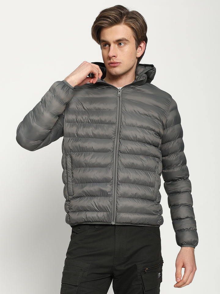 Men’s Grey Hooded Puffer Jacket