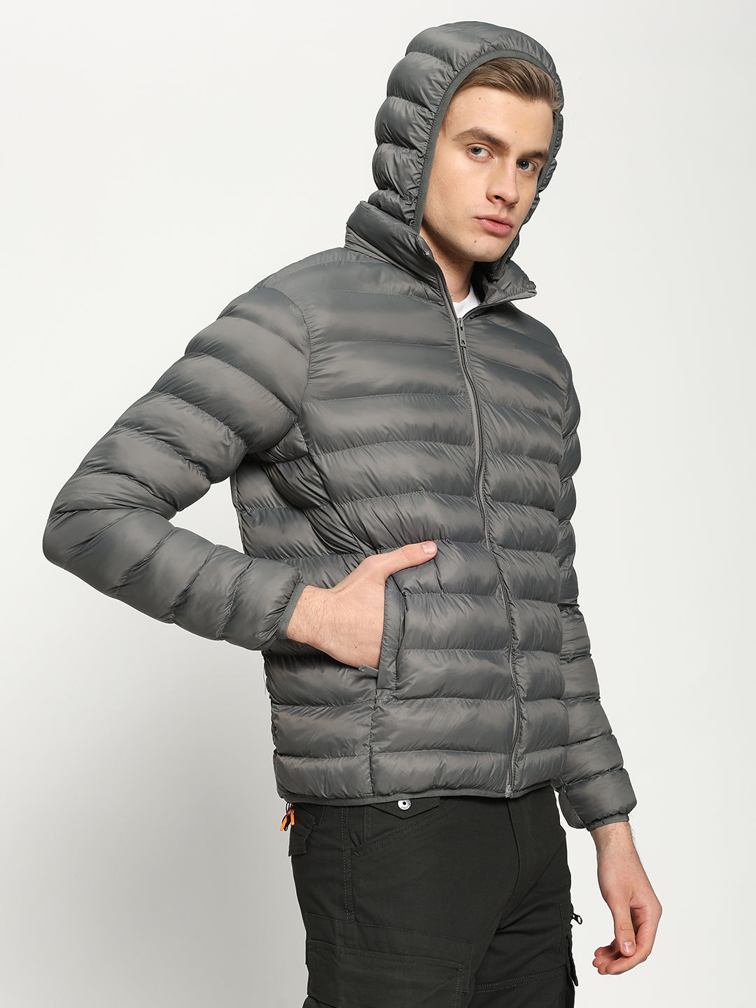 Men’s Grey Hooded Puffer Jacket