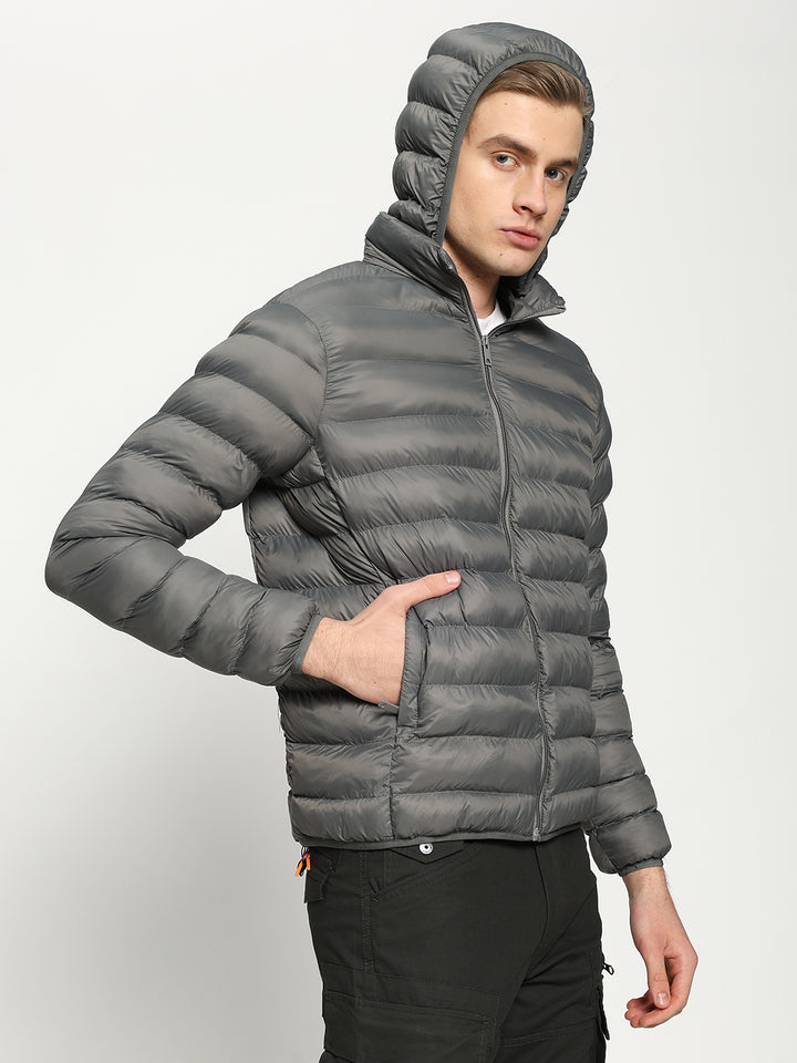 Men’s Grey Hooded Puffer Jacket