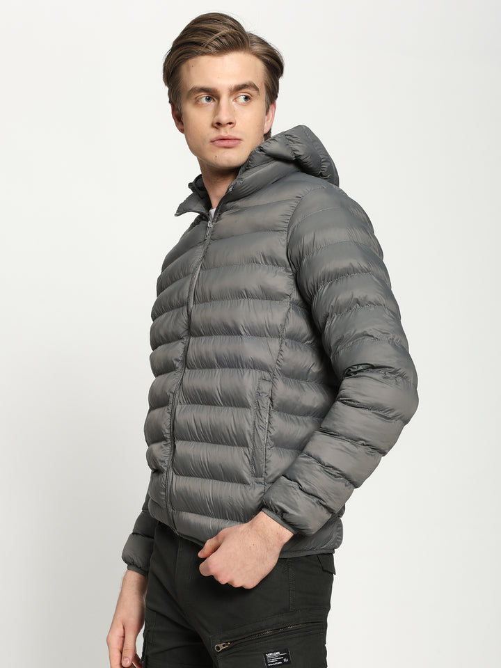 Men’s Grey Hooded Puffer Jacket