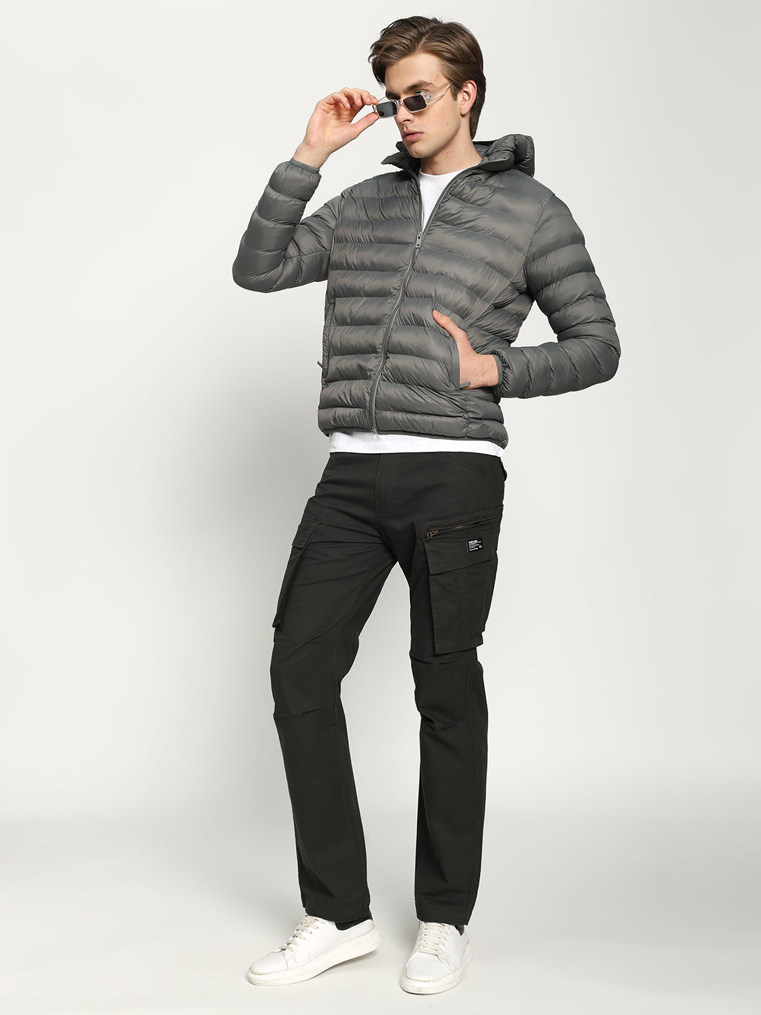Men’s Grey Hooded Puffer Jacket