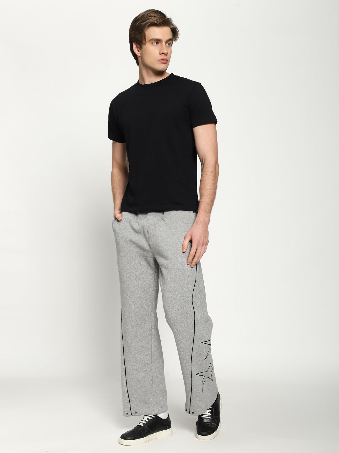 Unisex Grey Fleece Baggy Sweatpants