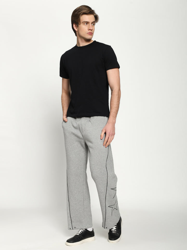 Unisex Grey Fleece Baggy Sweatpants